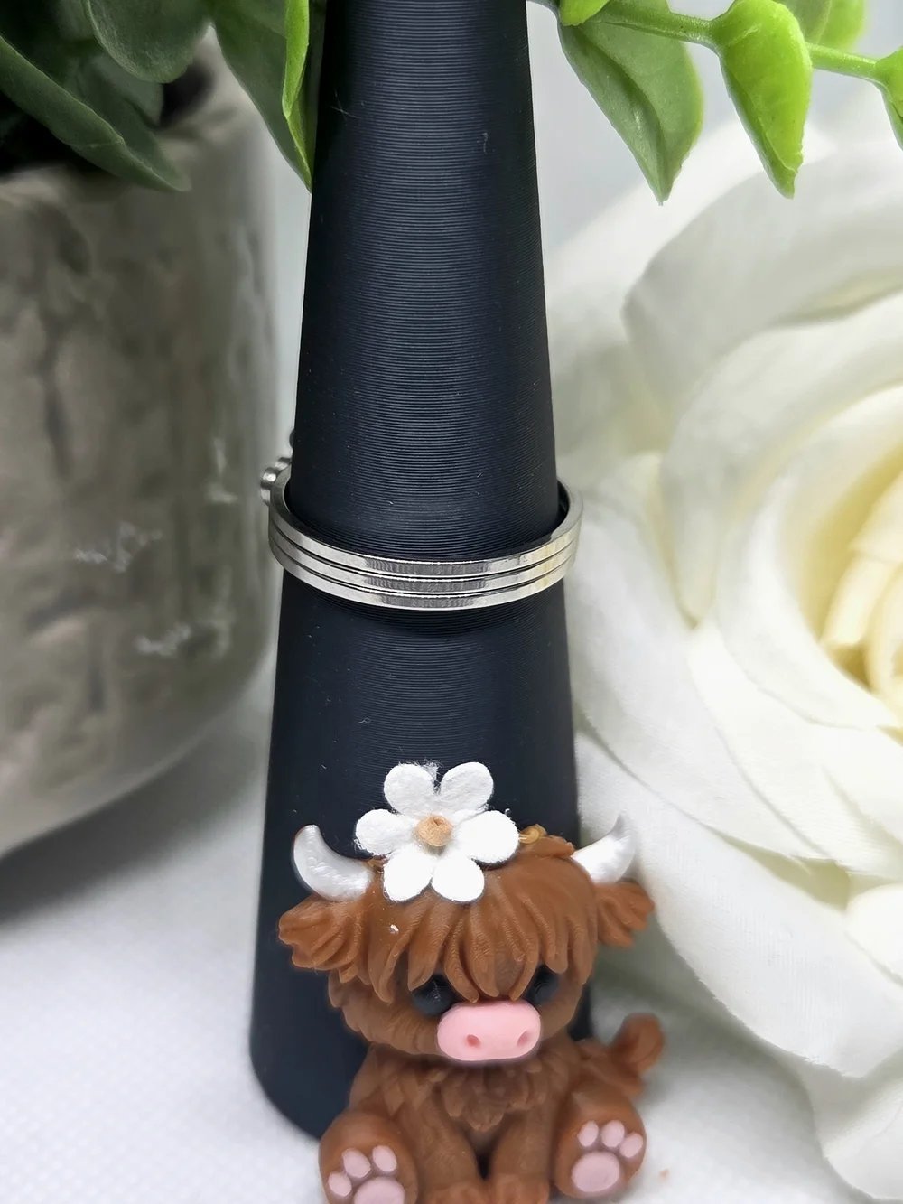 Heart Clover Stackable Silver Ring - 3 Heart Bands Form Clover Shape